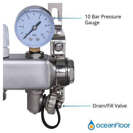 Oceanfloor 2 Port UFH Manifold with Pressure Gauge, AAV & Ball Valves-TUS (Trade Underfloor Supplies) Ltd-Oceanair