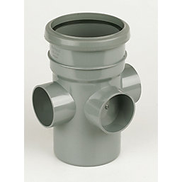 FloPlast Push-Fit 3-Boss Single Socket Pipe Grey 110mm SP581G-Floplast (Via Nmbs)-Oceanair