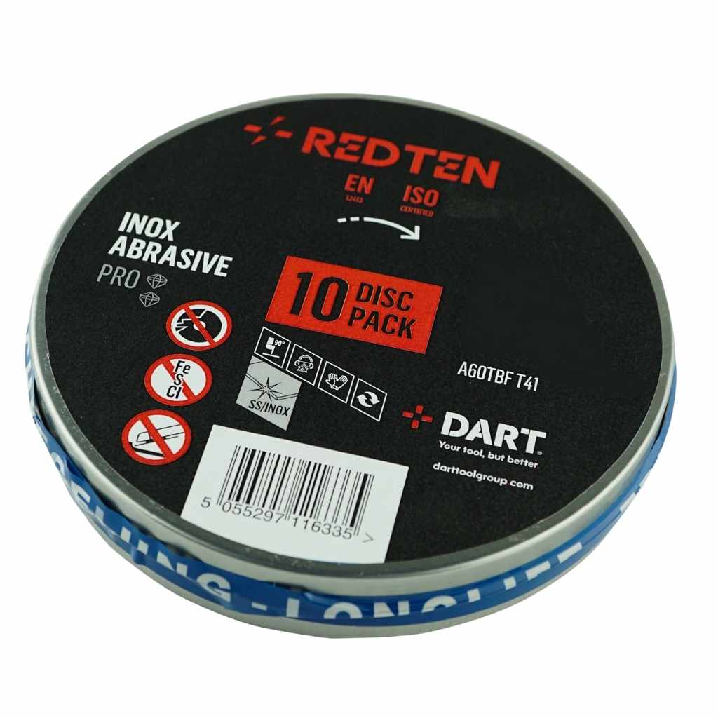 Dart Red Ten SS/Inox Abrasive Discs 115mm X 22.2mm (Pk10) DB0511-Dart Tools Group-Oceanair