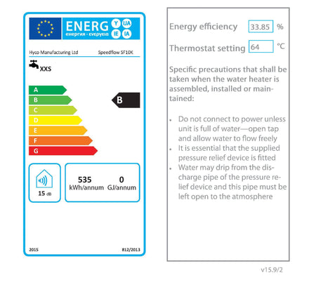 Hyco Speedflow 10 Litre Unvented Under Sink Water Heater SF10K-Hyco Manufacturing Ltd-Oceanair