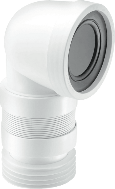 McAlpine Flexible 90 Degree Angled Back to Wall WC Connector White 152.5mm WC-CON8F18-Mcalpine & C0 Ltd-Oceanair