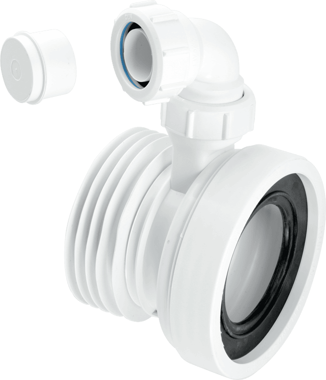 McAlpine Rigid Straight WC Connector White 120mm with Vent Boss WC-CON1V-Mcalpine & C0 Ltd-Oceanair
