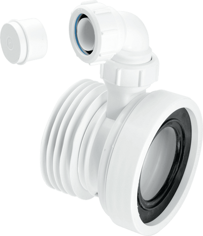 McAlpine Rigid Straight WC Connector White 120mm with Vent Boss WC-CON1V-Mcalpine & C0 Ltd-Oceanair