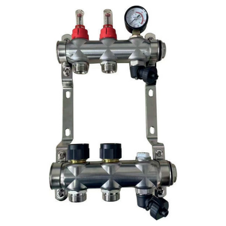Oceanfloor 3 Port UFH Manifold inc Pressure Gauge, AAV, Fill/Drain Point-LTR-Oceanair