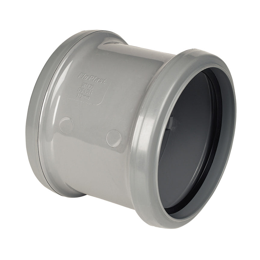 FloPlast Push-Fit Double Socket Coupler Grey 110mm SP105G-Floplast (Via Nmbs)-Oceanair
