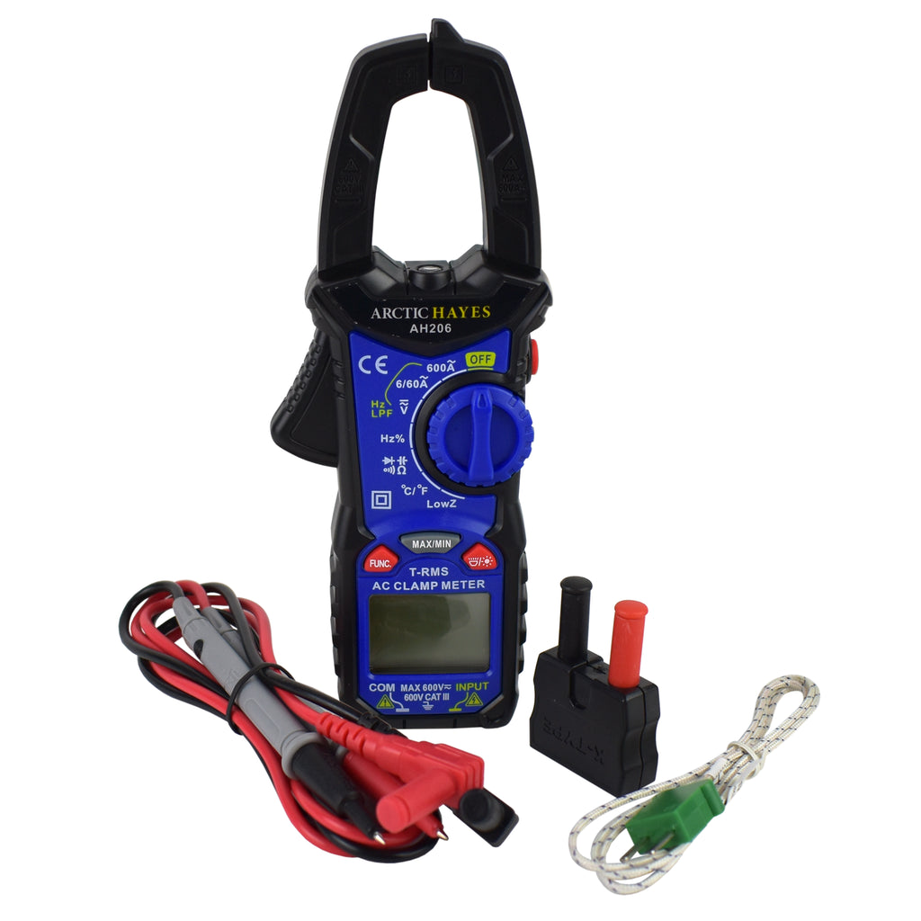 Arctic Hayes Digital Clamp Meter with Temperature Function AH206 & Accessories