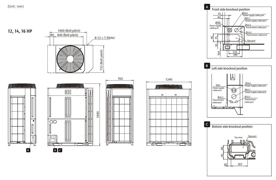 Fujitsu AJY144GALDH 45.0kW VR-IV VRF Outdoor Unit-Fujitsu-Oceanair