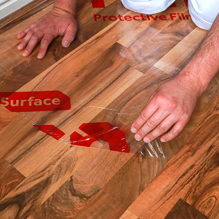 Timco Protective Film for Hard Surfaces 25m x 0.6m Roll 25HP In Use