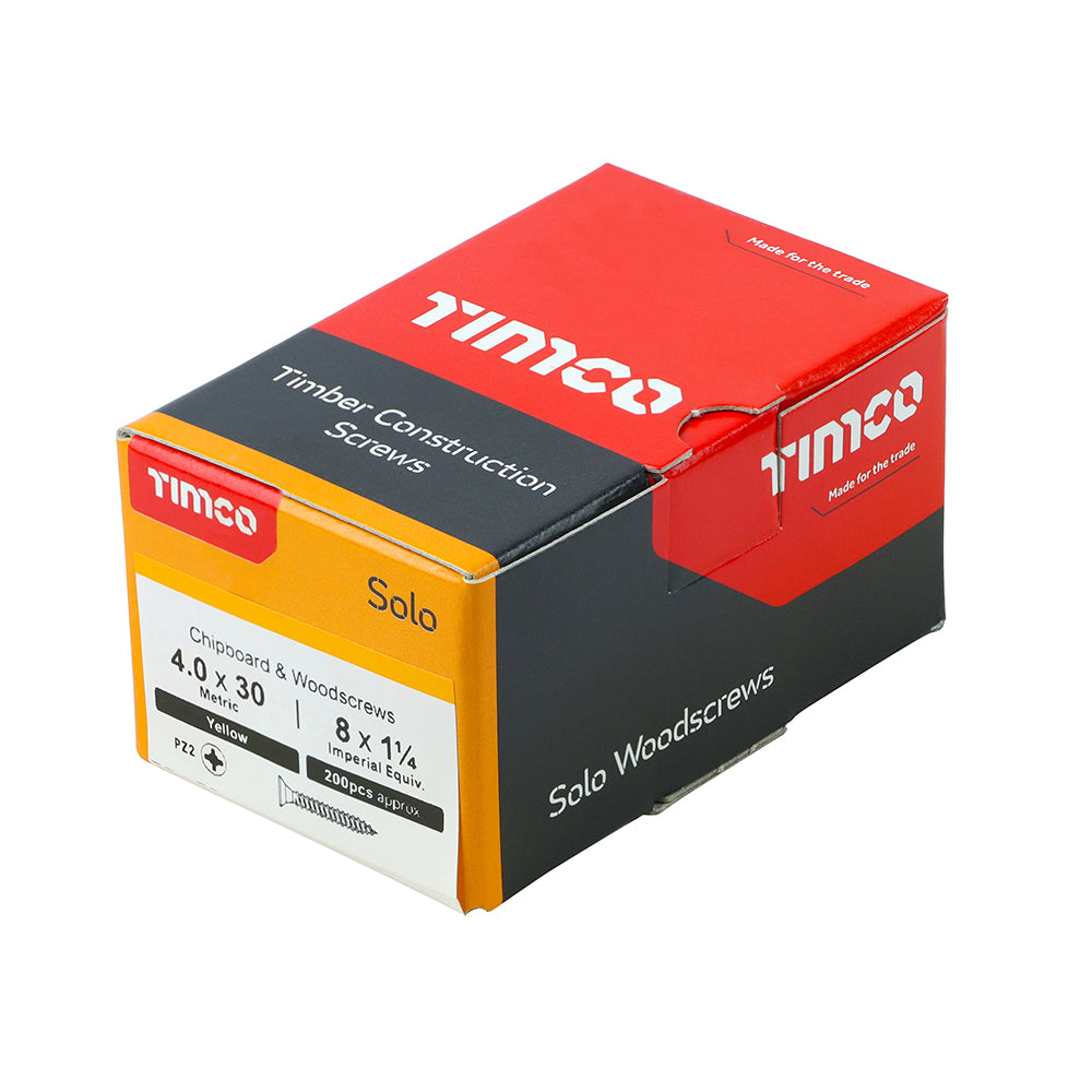 Timco 40030SOLOC Solo Chipboard & Woodscrews PZ2 Double Countersunk 4.0 X 30 Side Box View