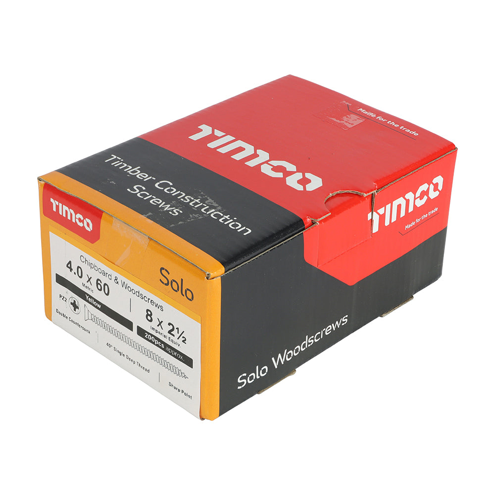 Timco 40060SOLOC Solo Chipboard & Woodscrews PZ2 Double Countersunk side box view