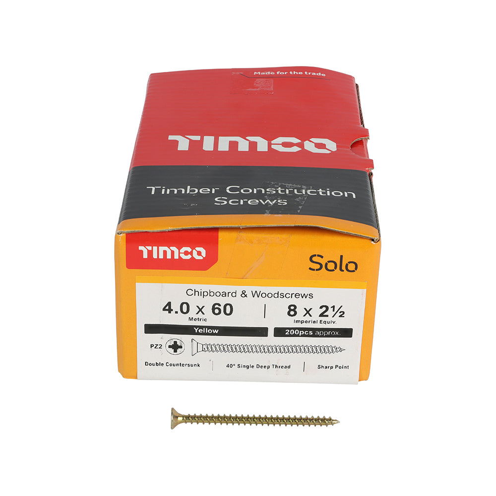 Timco 40060SOLOC Solo Chipboard & Woodscrews PZ2 Double Countersunk front box view