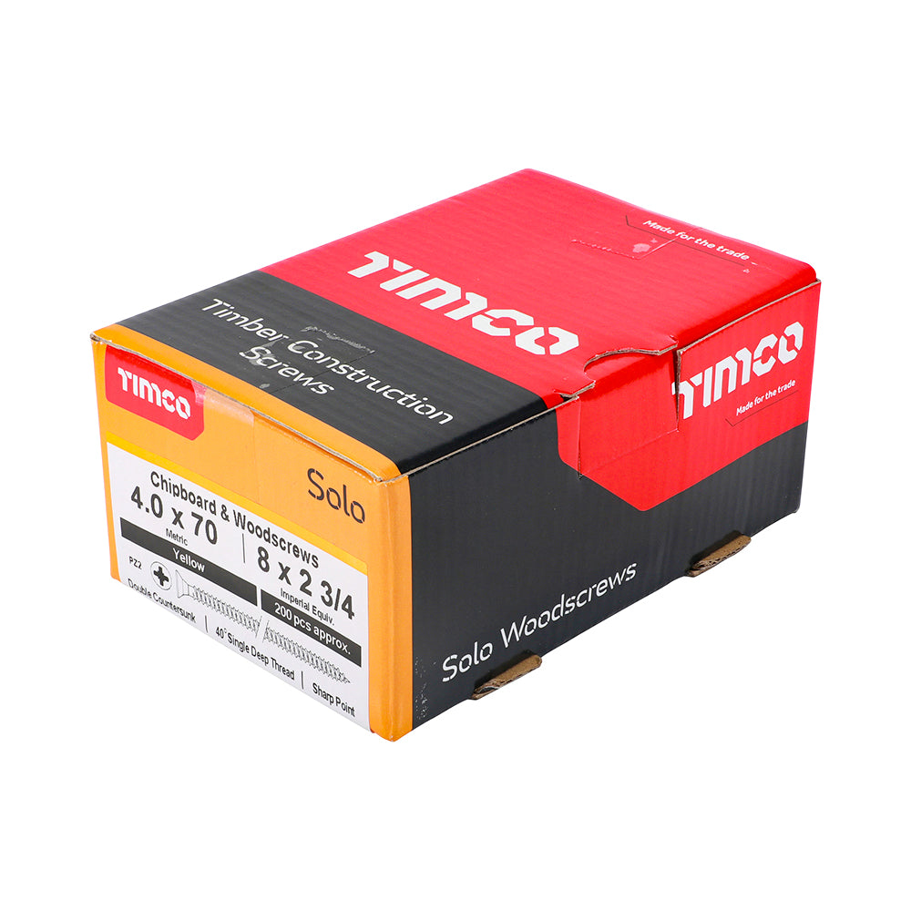 Timco 40070SOLOC Solo Chipboard & Woodscrews PZ2 Double Countersunk side box view