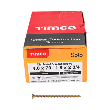 Timco 40070SOLOC Solo Chipboard & Woodscrews PZ2 Double Countersunk front box view
