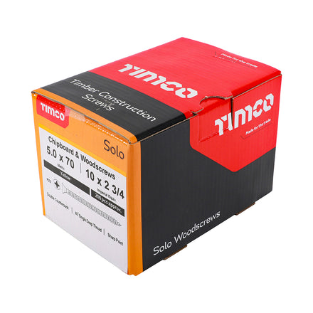 Timco 50070SOLOC Solo Chipboard & Woodscrews PZ2 Double Countersunk side box view