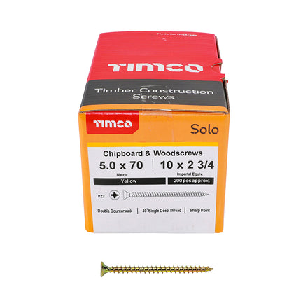 Timco 50070SOLOC Solo Chipboard & Woodscrews PZ2 Double Countersunk front box view