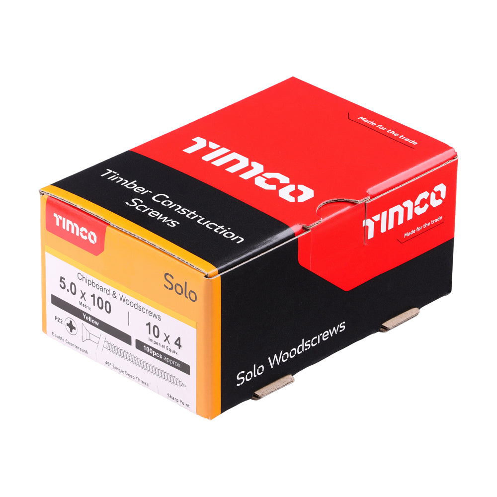 Timco 50100SOLOC Solo Chipboard & Woodscrews PZ2 Double Countersunk side box view