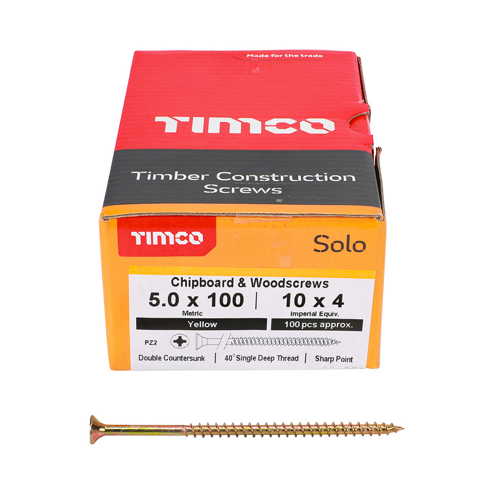 Timco 50100SOLOC Solo Chipboard & Woodscrews PZ2 Double Countersunk front box view