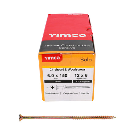 Timco 60150SOLOC Solo Chipboard & Woodscrews PZ2 Double Countersunk front box view