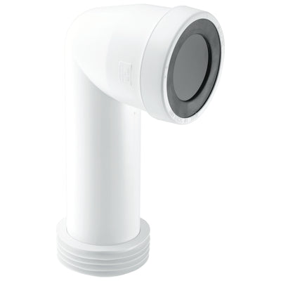 McAlpine 4" WC CON8E 90 Degree Extended Inlet Rigid WC Connector White