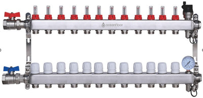 Oceanfloor 12 Port UFH Manifold with Pressure Gauge, AAV & Ball Valves-TUS (Trade Underfloor Supplies) Ltd-Oceanair