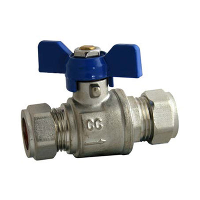 Navigator Butterfly Handle Ball Valve Full Bore 15mm Blue BFBBVB-15
