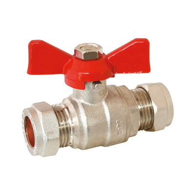 Navigator Butterfly Handled Ball Valve Full Bore 15mm Red BFBBVR-15