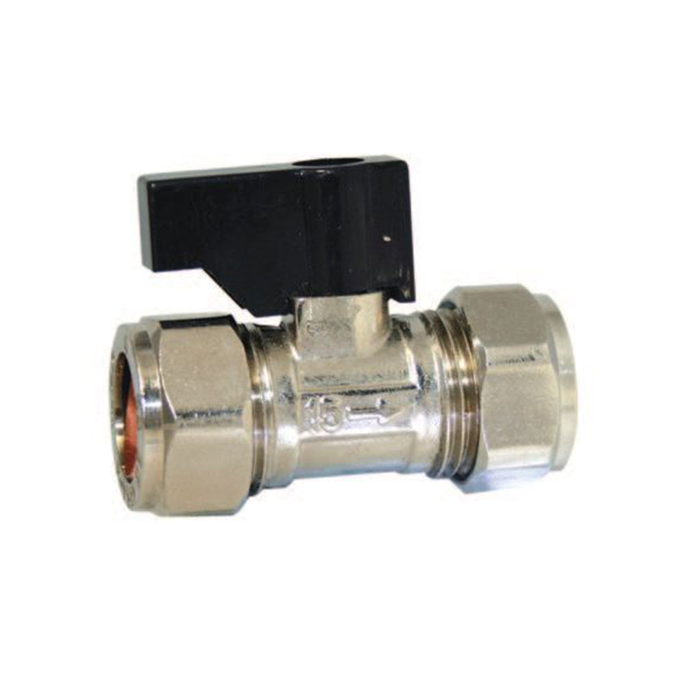 Navigator Isolating Valve with Black Lever Chrome 15mm BFIVL-15
