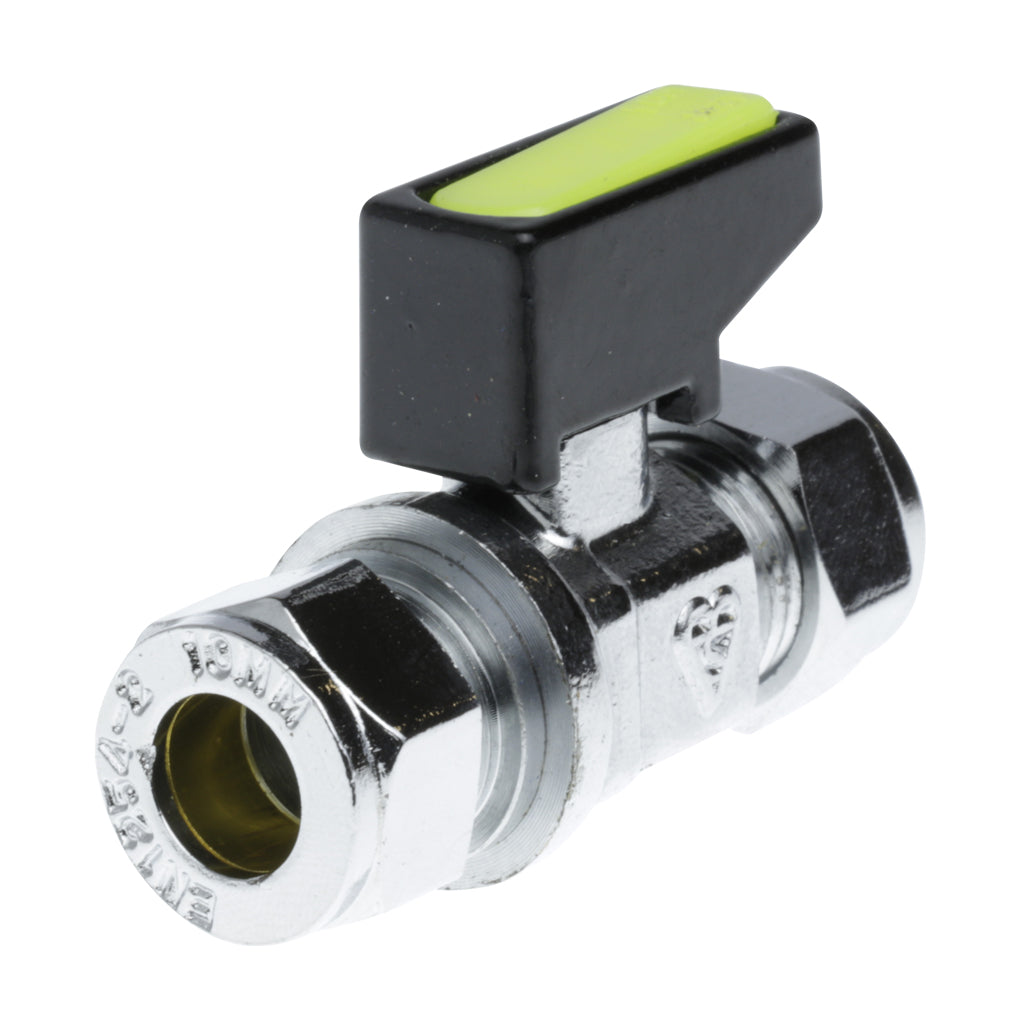 Navigator Brass Mini Gas Ball Valve with Lever Chrome 15mm BFMBV-15