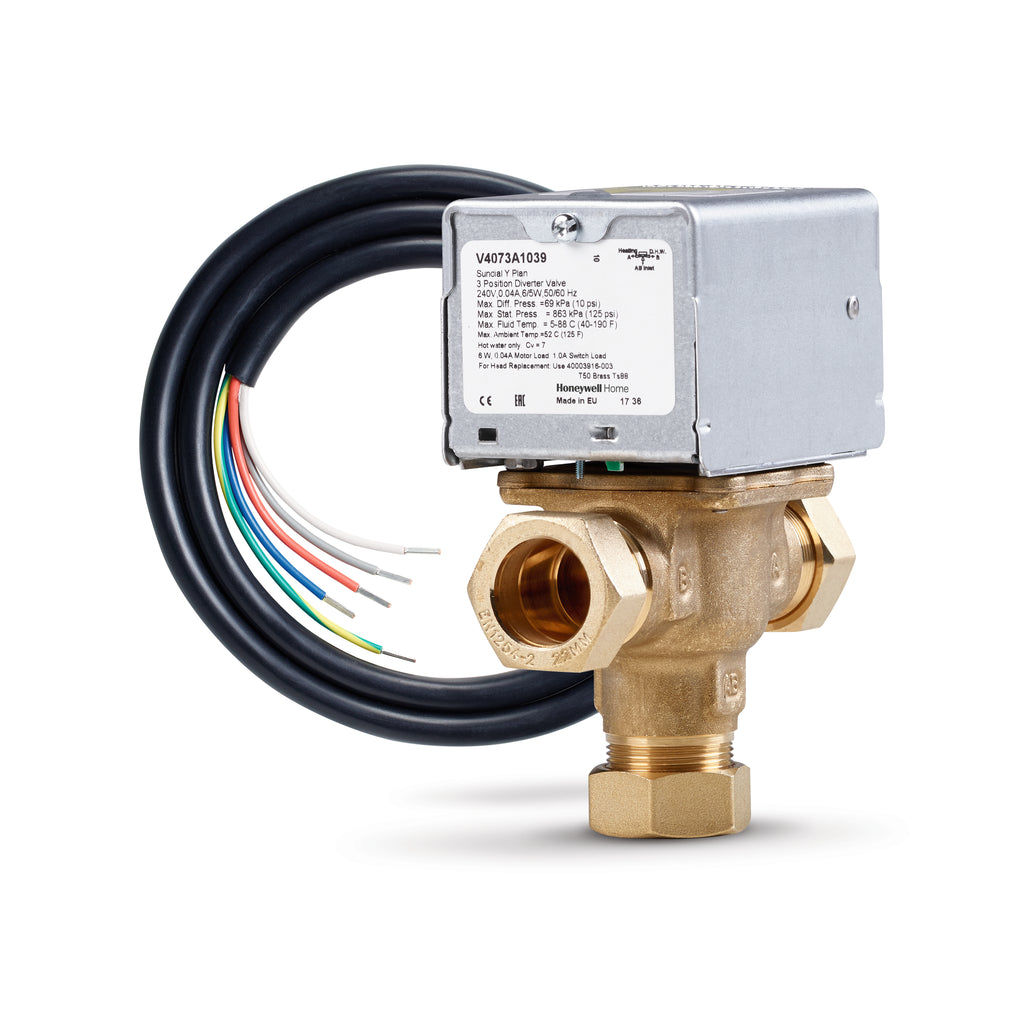 Honeywell Home 3 Port Motorised Valve 22mm Compression V4073A1039 - Motorised Mid Position Valve - ACKERMANN LTD (VIA NMBS) - Oceanair