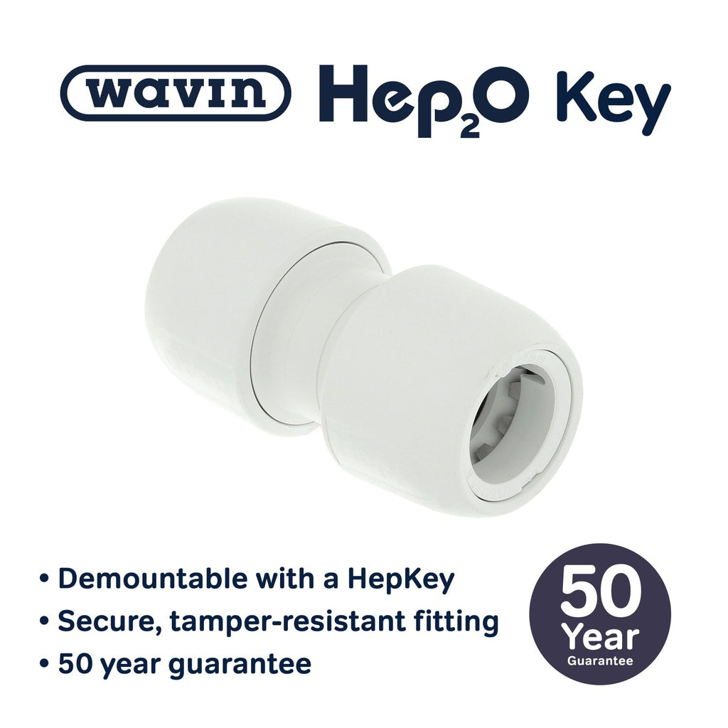 Hep2O Plastic Push-Fit Equal Coupler 15mm White-Wavin Uk Ltd (Via Nmbs)-Oceanair