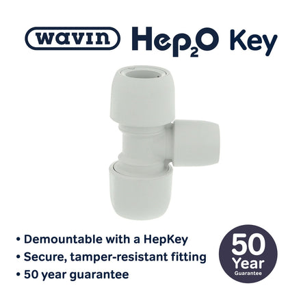 Hep2O Plastic Push-Fit Reducing Tee White 15mm x 15mm x 10mm-Wavin Uk Ltd (Via Nmbs)-Oceanair