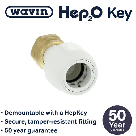 Hep2O Plastic Push-Fit Straight Tap Connector White 22mm x 3/4" HD25B/22W-Wavin Uk Ltd (Via Nmbs)-Oceanair
