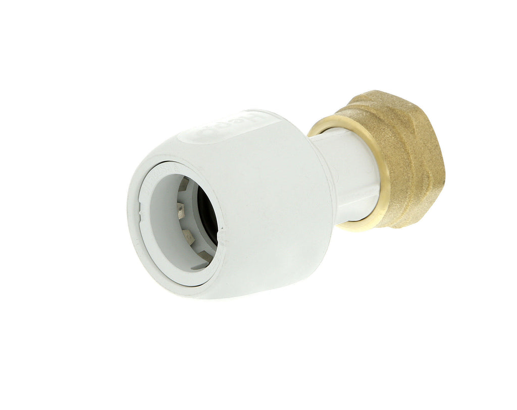Hep2O Plastic Push-Fit Straight Tap Connector White 22mm x 3/4" HD25B/22W-Wavin Uk Ltd (Via Nmbs)-Oceanair