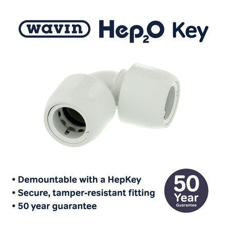 Hep2O Plastic Push-Fit Equal 90° Elbow 15mm White-Wavin Uk Ltd (Via Nmbs)-Oceanair