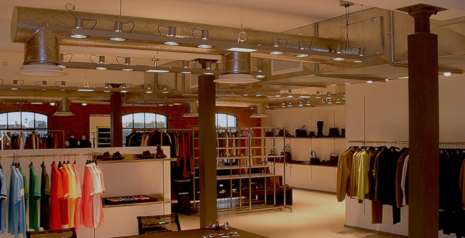 clothes shop fitted with air conditioning system on celling 