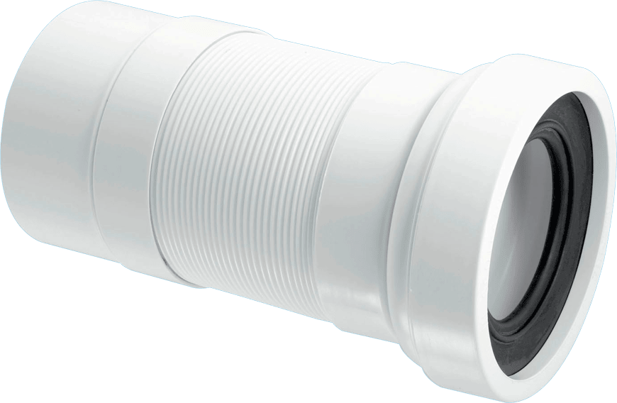 McAlpine Short Flexible Straight WC Pan Connector White 100-160mm WC-F18R