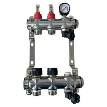 Oceanfloor 3 Port UFH Manifold inc Pressure Gauge, AAV, Fill/Drain Point-LTR-Oceanair