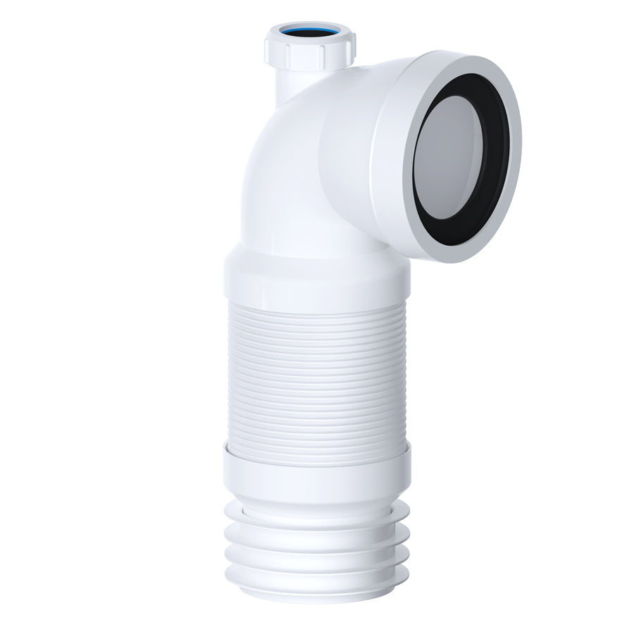 Viva Slinky-Fit 90 Degree Flexible Pan Connector 300 - 600mm with 1¼" Adapter White PP0002/D-Mercantile Ventures Ltd-Oceanair