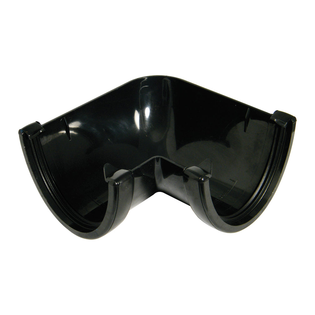 FloPlast 115mm Hi-Cap Half Round Gutter 90 Degree Angle Black RAH1B