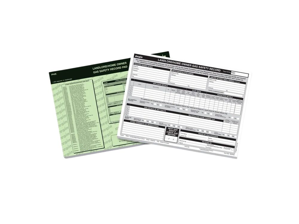 Regin REGP45 Landlords Gas Safety Record Pad-Direct Heating Spares-Oceanair