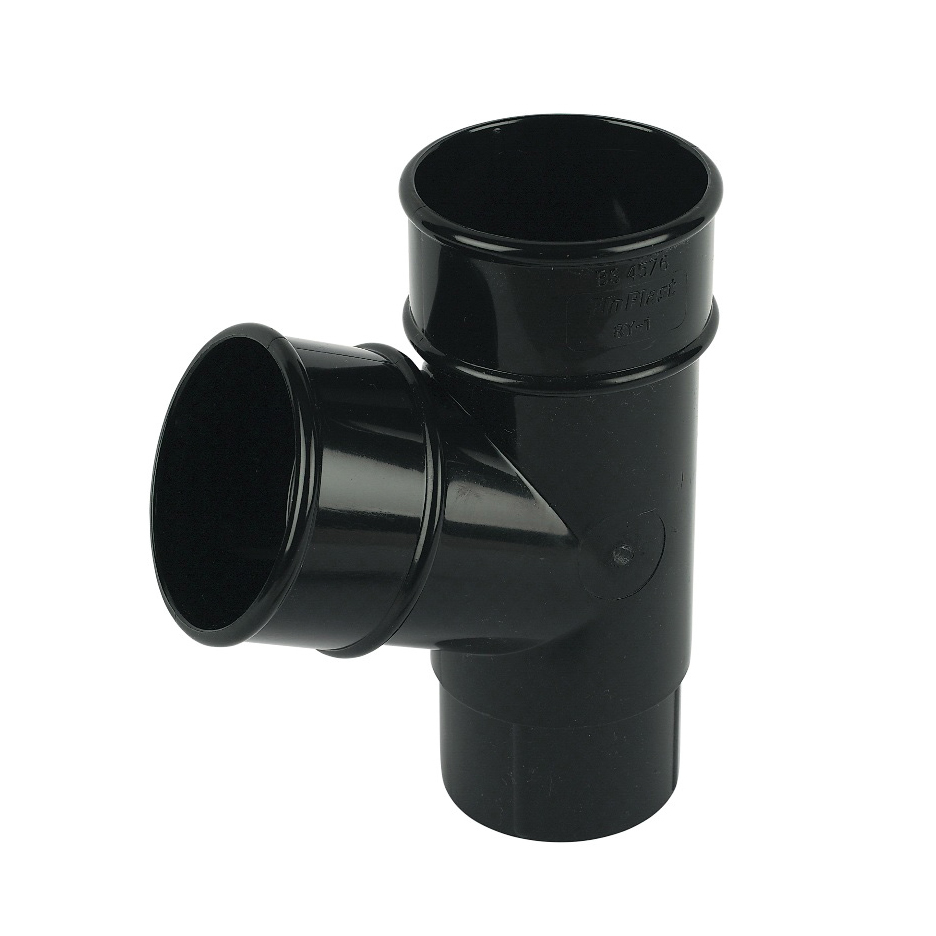FloPlast Round Downpipe 67.5 Degree Branch Black 68mm RY1B