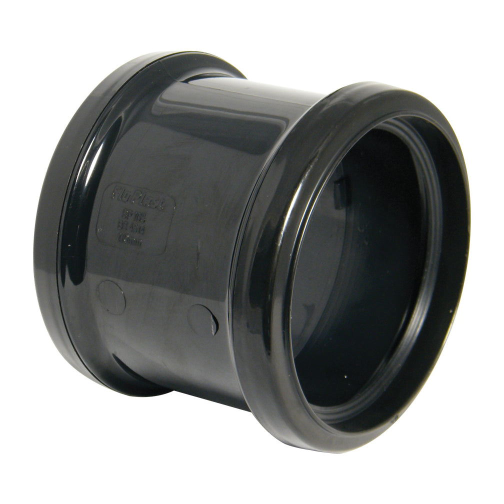 FloPlast Push-Fit Double Socket Coupler Black 110mm SP105B-Floplast (Via Nmbs)-Oceanair