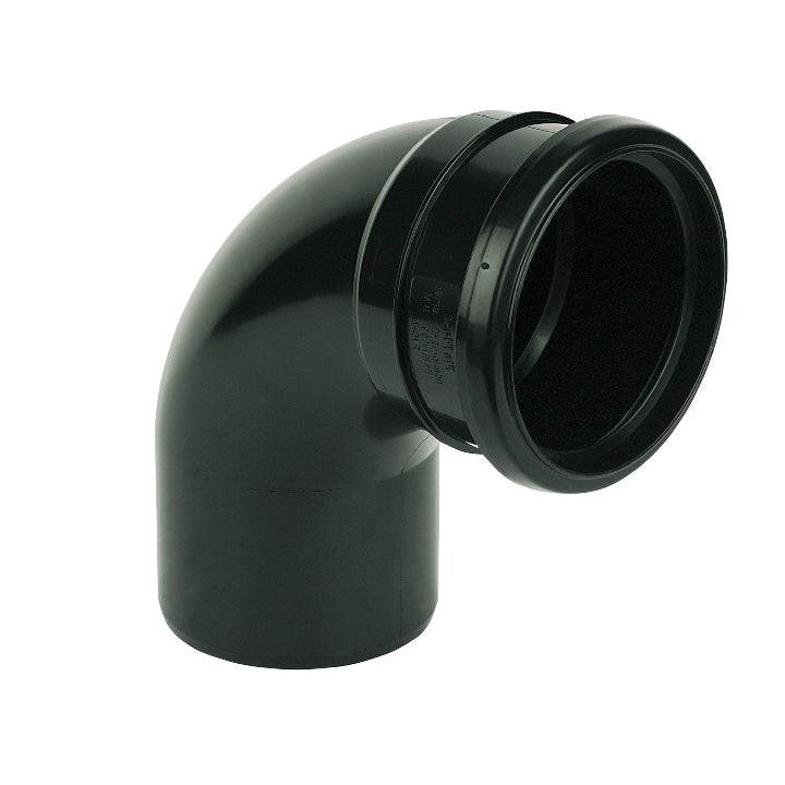 FloPlast Push-Fit 92.5 Degree Single Socket Bend Black 110mm SP161B-Floplast (Via Nmbs)-Oceanair