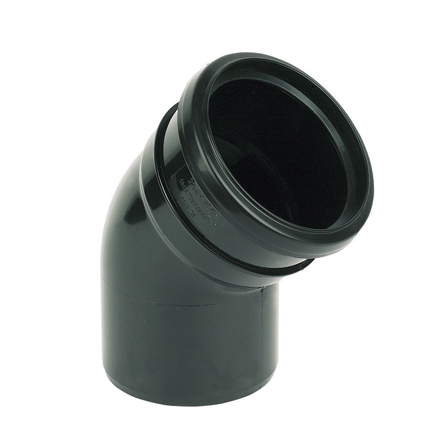 FloPlast Push-Fit 135 Degree Single Socket Bend Black 110mm SP163B-Floplast (Via Nmbs)-Oceanair