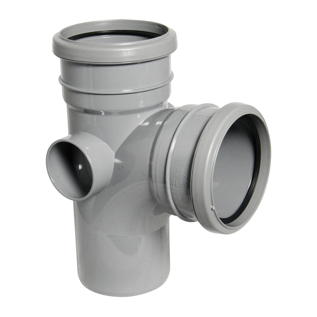 FloPlast Push-Fit 92.5 Degree Double Socket Branch Grey 110mm SP190G