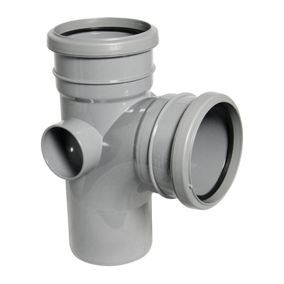FloPlast Push-Fit 92.5 Degree Double Socket Branch Grey 110mm SP190G