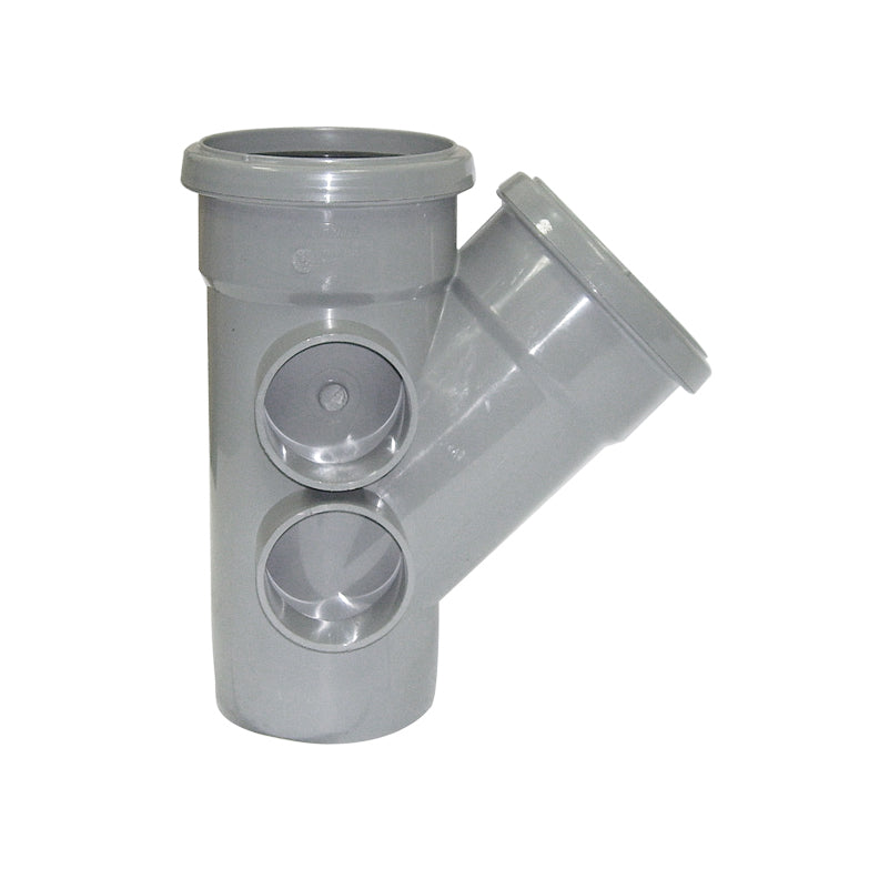 FloPlast Push-Fit 135 Degree Double Socket Branch Grey 110mm SP210G