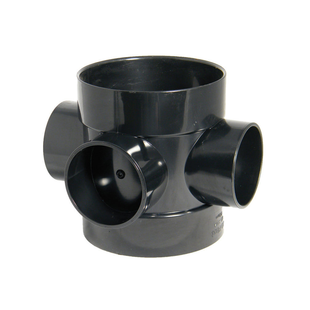 FloPlast Solvent Weld 3-Boss Double Socket Short Pipe Black 110mm SP583B-Floplast (Via Nmbs)-Oceanair