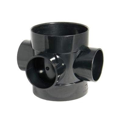 FloPlast Solvent Weld 3-Boss Double Socket Short Pipe Black 110mm SP583B-Floplast (Via Nmbs)-Oceanair