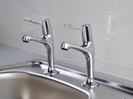 Bristan Value 3" Lever High Neck Basin Pillar Taps 1/2" Chrome VAL2 HNK C CD-Bristan-Oceanair